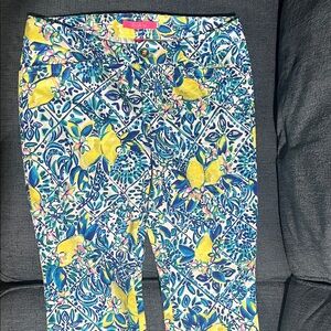 Lilly Pulitzer Blue and Yellow Floral Pants